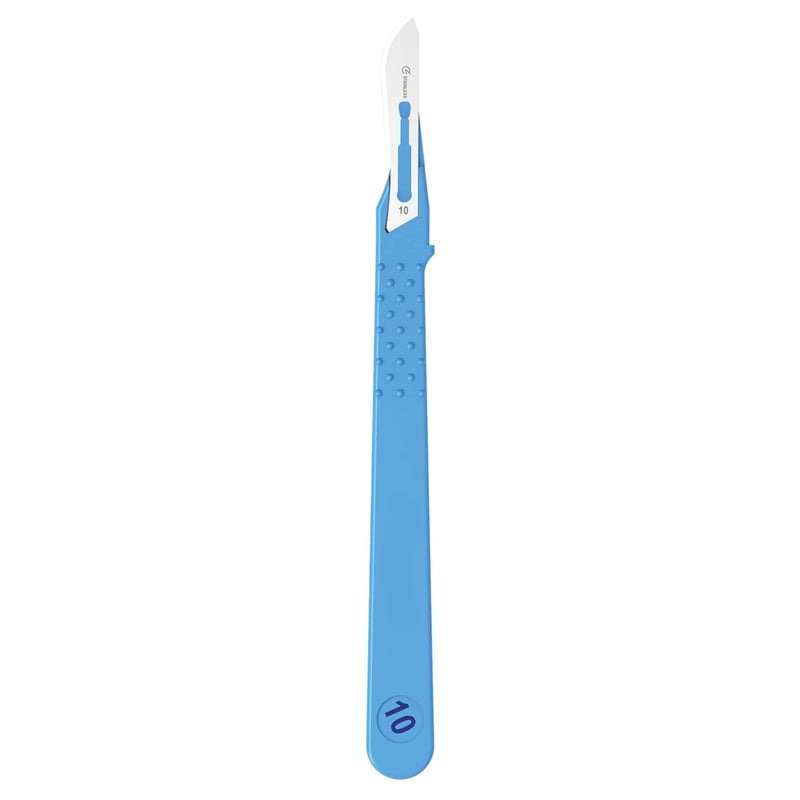 Gima - Sterile stainless steel scalpels, ABS handle, single use, standard, No. 10, 10 individually wrapped scalpels. Standard - 10 scalpels n° 10