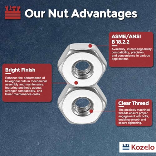 400pcs Hex Nuts Assortment Kit 304SS Hardware Nut Set Silver 1/4"/5/16"/3/8"/1/2",#8,M2-M12 400