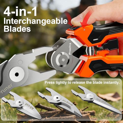 Preciva 4-in-1 Garden Pruning Shears, Gardening Shears with 4 Size Sharp High Carbon Martensitic Stainless Steel Blade, Rustproof, Wear-resistant, Removable, Multi-functional Gardening Tool