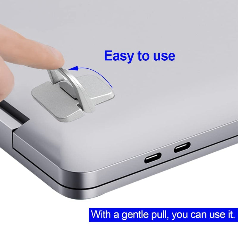 2Pcs Self-Adhesive Keyboard Stand for Desk, Adjustable Laptop Stand Riser Feet, Aluminum Portable Laptop Kickstand Aluminum Stable for MacBook, 10-18" Laptop, iPad(Silver) Silver