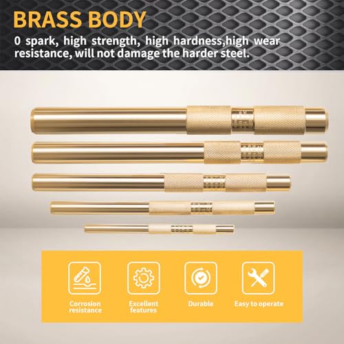 5-Piece Brass Punch Set, Removing Repair Tool, 1/4", 3/8", 1/2", 5/8", 3/4" Brass Pin Drive Punch Set, Replace 67003-MAI 045256670034