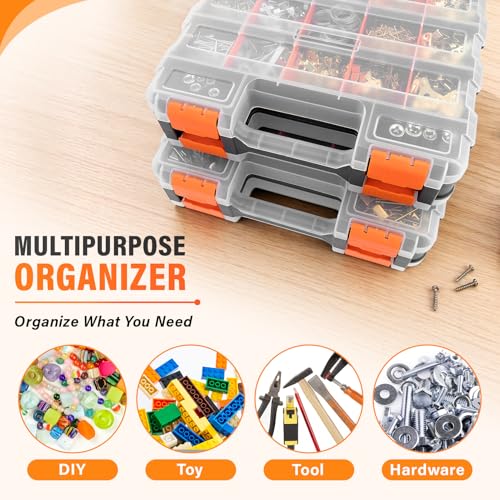 DIYSELF 2 Pack Hardware Organizer, 34-Compartment Small Parts Organizer
