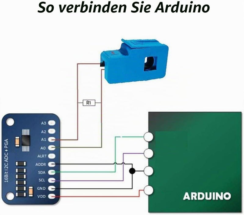 ARCELI 100A SCT-013-000 Non-invasive Sensor Split Core AC Current Converter for Arduino
