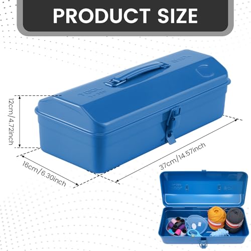 15 Inch Metal Tool Box with Lock & Handle- Portable Heavy Duty Workshop