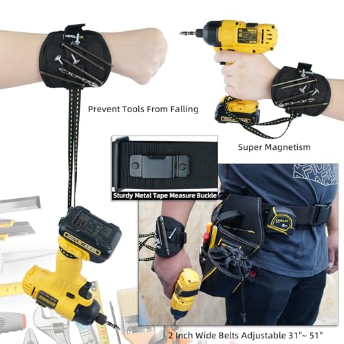 MELOTOUGH Impact Holster 3-in-1 Drill Holster Combo with Magnetic Wristband,Tool Belt Drill Holder with Bit Pouch,Quick Release Tool Belt 1.5 Inch Web Work Tool Belt with Heavy Duty Metal Buckle