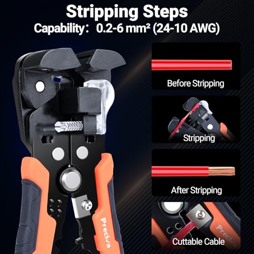 Preciva Ferrule Crimping Tool Kit with Wire Stripper, Quadrilateral Ferrule Crimper for AWG 28-5（0.08-16mm²） Self-Adjustable Ratchet Ferrule Terminals Crimping Tool with 1660Pcs Ferrules Connectors Quadrilateral Ferrule Crimping Tool Kit
