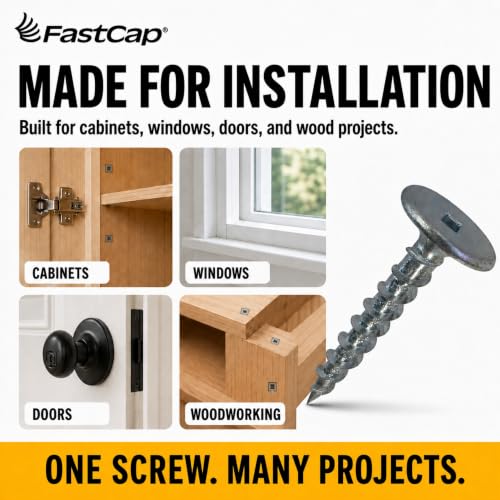 FastCap PowerHead Wood Screws, 1.5", #2 Square Drive, 200-Pack