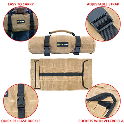 MELOTOUGH Bucket Idea Bucket Tool Organizer + Heavy Duty Tradesman Pro Tool Pouch with Various Sized Pockets
