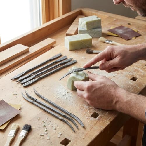 QWORK® 8 Piece Rasp File Set Double Sided Rasp Wood Soapstone Precision Handmade