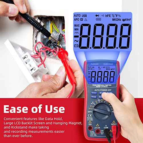 AstroAI Digital Clamp Meter Multimeter 2000 Counts + AstroAI TRMS 6000 Counts Auto-ranging Multimeter