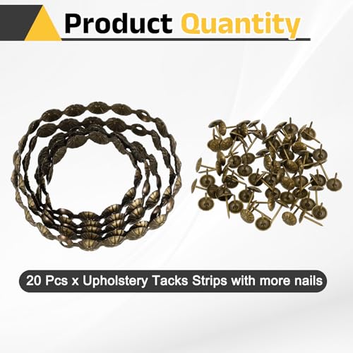 uxcell Upholstery Nailhead Trim, 20 Meters Flower Upholstery Tacks Strips, Decorative Nail Trims with Nails for Sofa Headboard, Chair DIY Furniture Accessory (11mm Bronze)