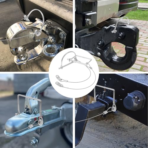 30 Pcs Trailer Coupler Pin Set with Anti-Loss Cables, 2-3/4" x 1/4" (L x W) Zinc-Plated Iron Locking Pins for Hitch in Square & D-Ring Shapes, Heavy Duty Hardware Pins for Towing & Farm