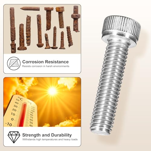METALLIXITY Socket Head Cap Screw Kit 160Pcs 304 Stainless Steel #8-32x1/4",5/16',3/8",1/2",5/8" 160