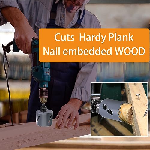5-1/4 inch Carbide Hole Saw Bit Deep Cutting 2.36” for Multiple Material Hardy Plank Nail Embedded Wood Air Brick Up to 30X Longer Life 5-1/4"(133mm)