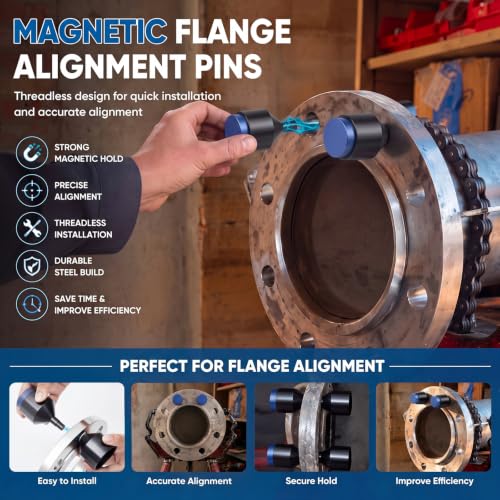 Kingdder 2 Pcs Flange Two Hole Pins with Magnetic 3/4" to 1-15/16" Two Hole Alignment Pins Threadless Design for Quick Installation and Removal CNC Precision Manufacturing