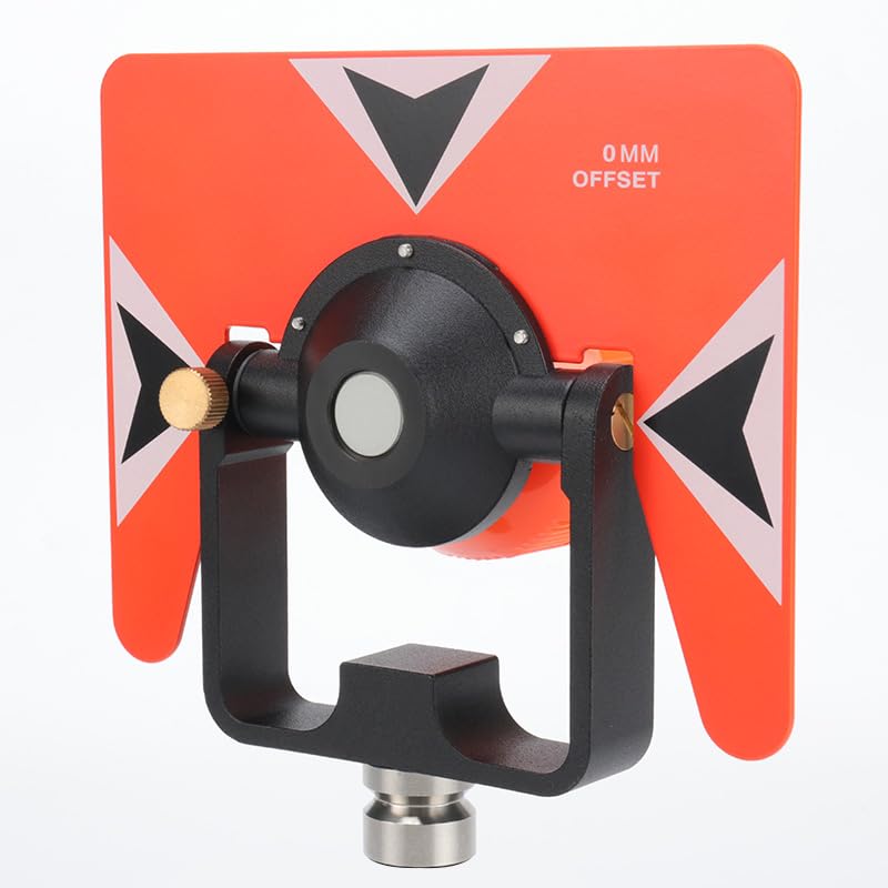 All-Metal Single Tilt Prism 64mm Copper-Coated Surveying Prism, High Precision 5/8" Thread, 0/-30mm Offset Total Stations Prism with Case Soft Bag for Land, Tunnels, Mines, and Roadwork Surveying