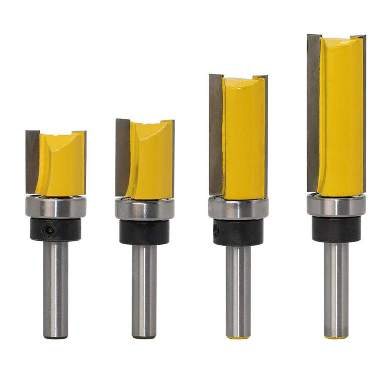 WSOOX 4-piece flush cutter with shaft 8 mm, professional accessories, wood cutter router bit router