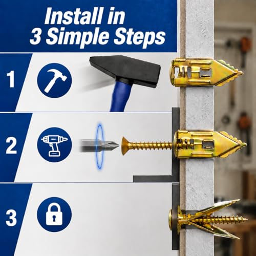 400PCS Self-Drilling Drywall Anchors with Screws, Metal Wall Anchors 400
