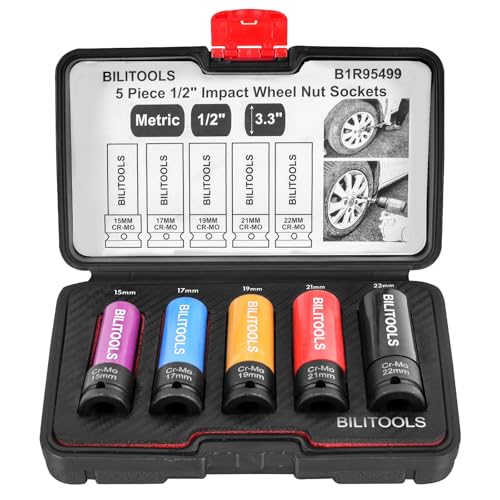 1/2 inch Drive Impact Lug Nut Socket Set with 1/2" Female x 3/4" Male Impact Adapter