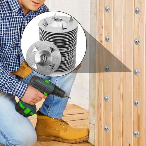 500Pcs Fasteners Washers for Foam Board Panels, 1-1/8 Inch Metal Washers for Insulation Fixing Hardware with Cut Resistant Gloves (Pack of 3) 1.125 inches (Pack of 3)