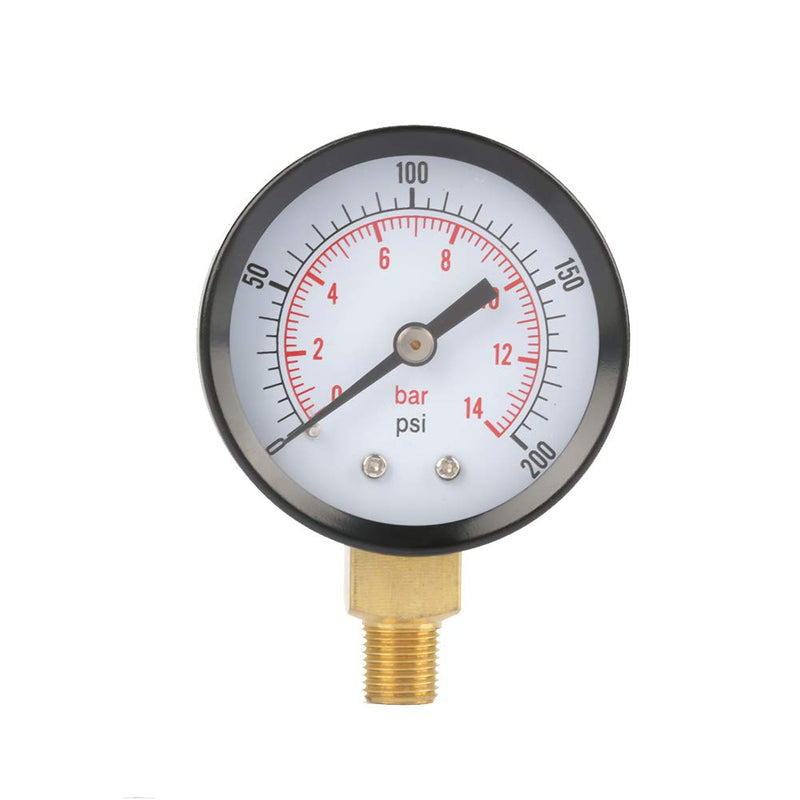 LiebeWH Pressure Gauge Pressure Gauge, 0-200psi/0-14bar Base Entry Pressure Gauge NPT 1/8" for Water Air Oil