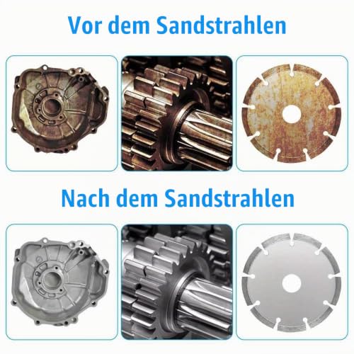 Sandblasting Set Compressed Air Sandblasting Gun Kit Sandblasting Air Compressor | Sandblasting gun set for sandblasting cabin with 8 ceramic nozzles, 4 metal nozzles and 1 metre rubber hose