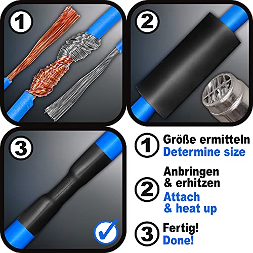 Isolatech Heat Shrink Tubing 2:1 Black Selection of 13 Diameters and 6 Lengths | Polyolefin, without glue, blank, for insulating cables, solder terminals and 18650 batteries, UV resistant 40mm 1 metre.