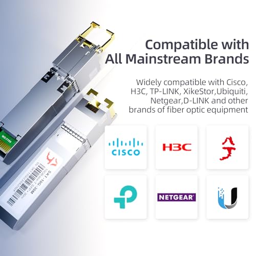 10G SFP+ RJ45 Module, 10GBase-T SFP+ Transceiver up to 30 m | Cat6a/Cat7, compatible with Cisco, HPE, MikroTik, Ubiquiti, Synology, QNAP, Plug & Play