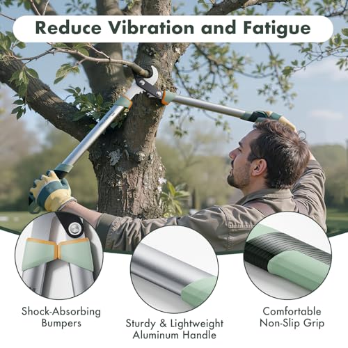 PrunePro Garden Scissors & Hand Loppers Sharp Stainless Steel Non-Stick Teflon Coating Blade for Branch Olanes Cutting