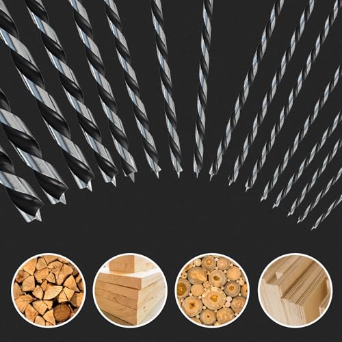 16Pcs(7/64" - 5/8") 12 Inch Extra Long Brad Point Wood Drill Bit Extra Long (7/64"-5/8") - 16pcs