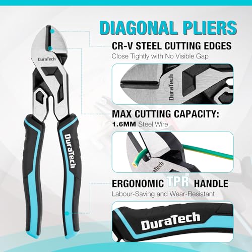 DURATECH 3-Piece Compound Pliers Set with Wire Cutter & Threaded Hole