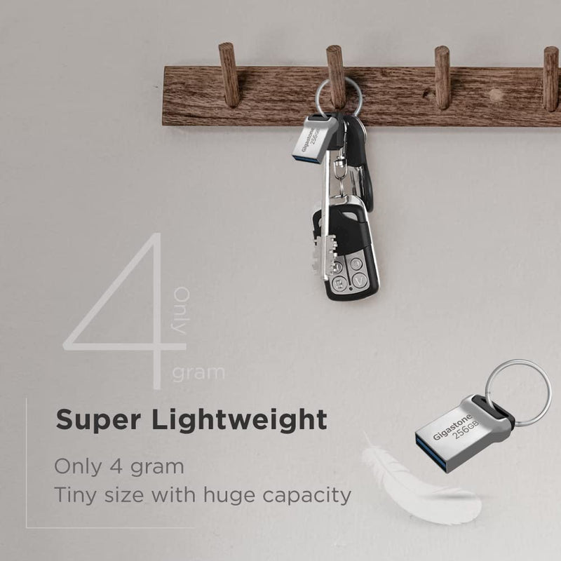 GIGASTONE 256GB Nano Flash Drive, Z90 USB 3.2 Gen 1, 120MB/s Ultra Fast, Super Lightweight, Mini Fit Robust Metal Design, Data Storage, Backup for PC/Mac/TV/Car, USB 2.0/3.0/3.1 Compatible Mini Silver 1-Pack