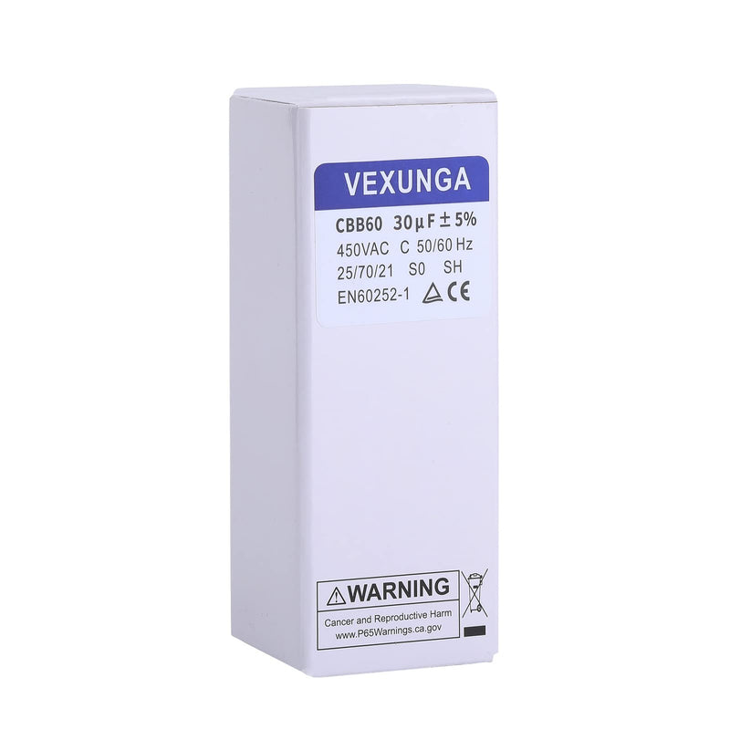 VEXUNGA Motor Capacitor Starting Capacitor 30µF 450V Capacitor 30uF 30uF 450V 45x95mm CBB60 Capacitors Plug M8 for Electric Motor