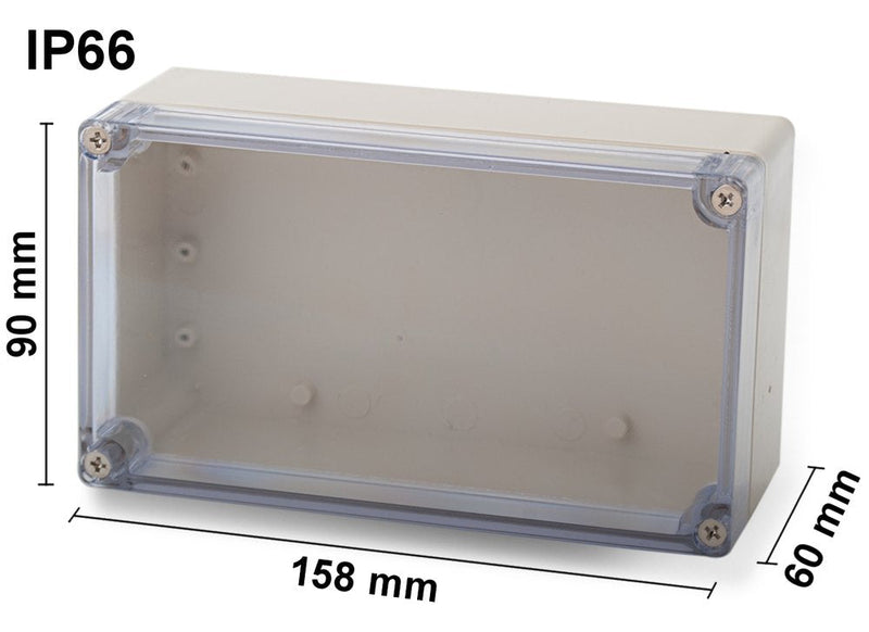 edi-tronic ABS empty housing transparent 158x90x60mm industrial housing IP66 plastic housing 158 x 90 x 60 mm lid clear