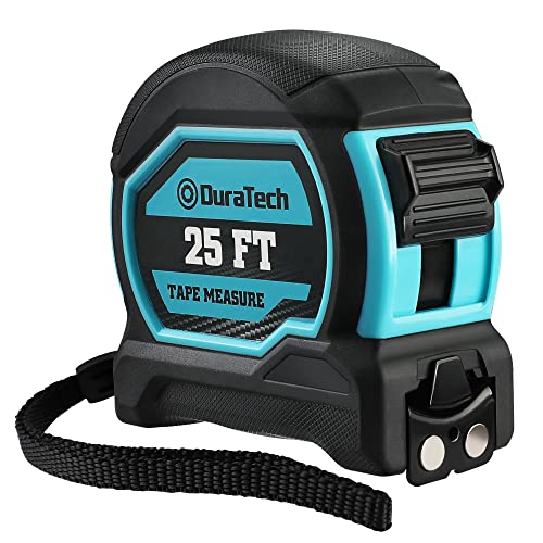 DURATECH Magnetic Tape Measure 25FT with Fractions 1/8, Retractable Measuring Tape with Stubby Ratcheting Screwdriver, 12-in-1 Multi-bit Short Screw Drivers, Innovated Bits Quick-Load Mechanism