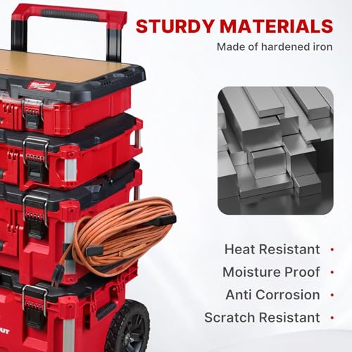BYERN AUTO Packout Mount & Cord Holder Bundle: 100LB Base Plate + 50ft Extension Cord Organizer for Milwaukee Packout