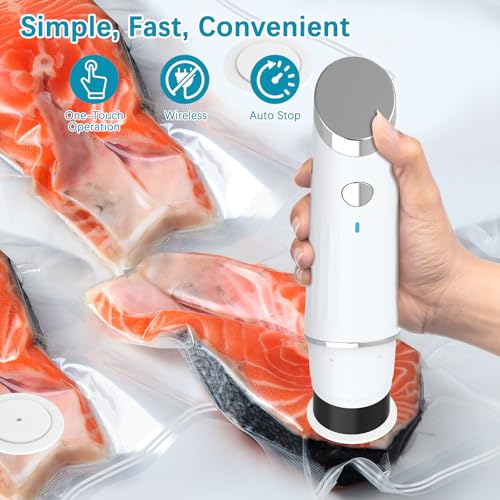 Kssvzz Handheld Food Vacuum Sealer Machine with 10 Reusable Vac Seal Bags Vacuum Bag Sealer Kit (10 Bags)