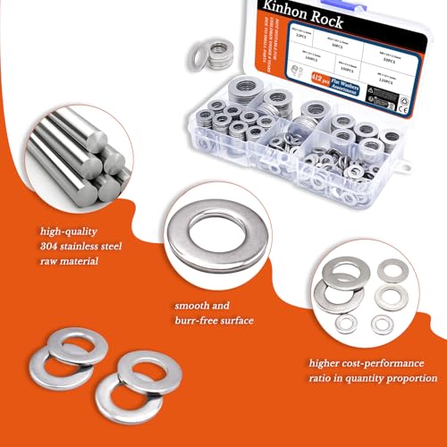 M6 x 1mm Metric Nylon Insert Lock Nuts (30pcs) + 412pcs Flat Washer Set