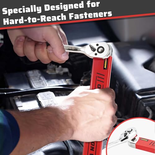 Offset Extension Wrench,0° Swing Extender for Tight Space Fasteners Red Large