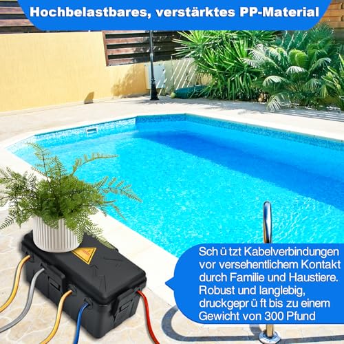 Outdoor Electric Box, IP54 Waterproof Outdoor Outlet Covers, Weatherproof Extension Cable Covers, Protect Socket, Socket, Timer, Plug, Holiday Light (27 x 14 x 11.5 cm), Black