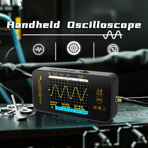 BSIDE Handheld Digital Oscilloscope, 50MHz Bandwidth with 3.2” Color LCD, 200MSa/s Sampling Rate, Potable Automotive Scope Tester with Auto/Nomal/Single Trigger for Electronic Audio Amplifier Hobbyist