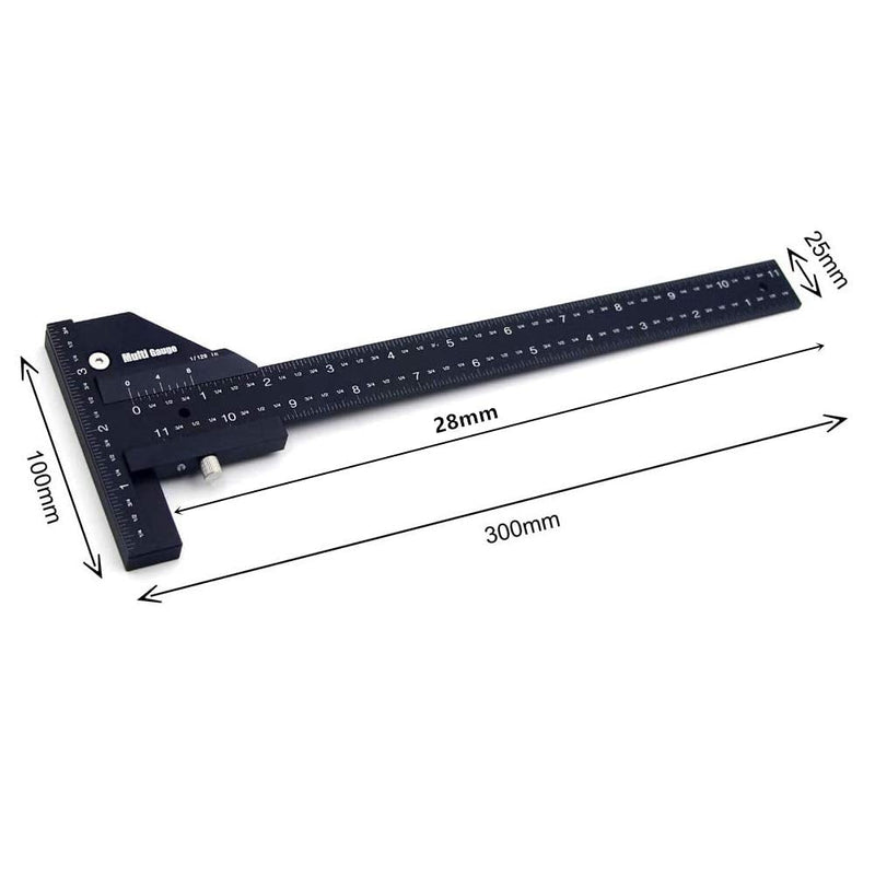 Fafeicy Woodworking T Ruler, 11.8in/30cm Aluminum Alloy Wood Cutter Measure Scribing Ruler, Integrated Locking Device, for Workshop, DIY, Tool Box