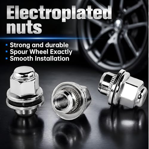 HALNAR M12x1.25 Wheel Lug Nuts 20 Pcs Chrome Closed End Mag Style w/Washer