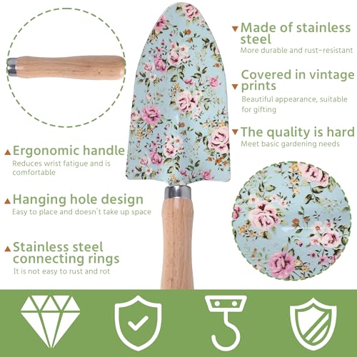 10-Piece Floral Garden Tools Set with Tote Bag, Heavy Duty Gardening Kit with Pruning Shears, Trowels, Rake, Sprayer, Kneeling Pad & Gloves - Gift for Women, Gardener, Mother's Day