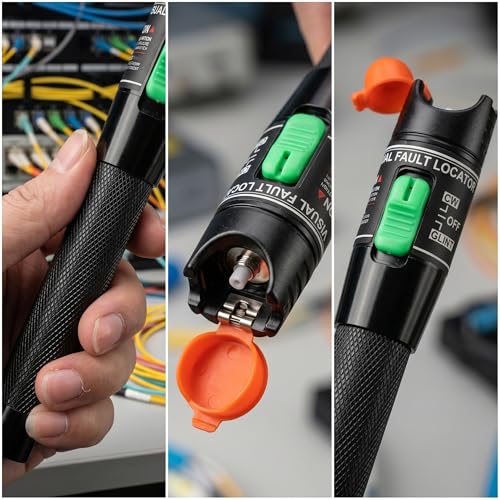 Fiber Optic Tester 10 mW 10 KM Fiber Optic Tester, Visual Fault Locator 10 km VFL Fiber Optic with 2.5 mm FC Plug to LC Female Adapter Fiber Testing | Visual Fault Locator, Fiber Optic Tester, Portable Mini Red Fiber Optic Cable Tester orange