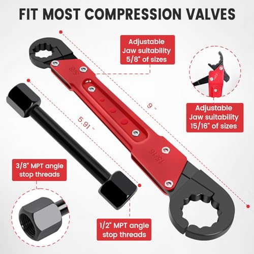 Plumbing Tools with Angle Stop Wrench & Compression Sleeve Puller Angle Stop Wrench with 1/2-Inch Compression Sleeve Puller