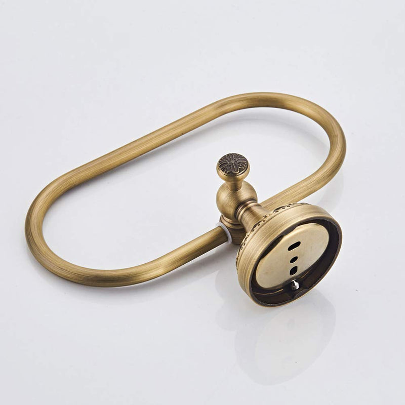 Aothpher Brass Towel Ring Oval Contemporary Bathroom Hand Towel Holder Wall Mounted,Antique Brass Finish | Antique Brushed Brass Finish,Screw-mounted,For Bathroom or Kitchen Antique Brass