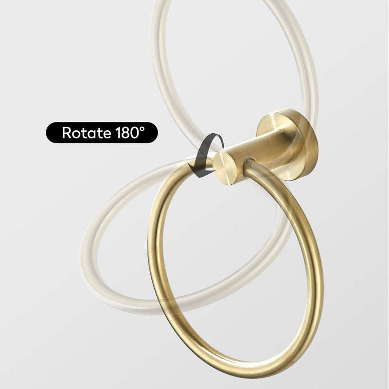 Gold Bathroom Hardware, Bathroom Accessories Set Includes Toilet Paper Holder 24 Inch Towel Bar Towel Ring Robe Hook 4 Pieces Wall Mount Brushed Gold