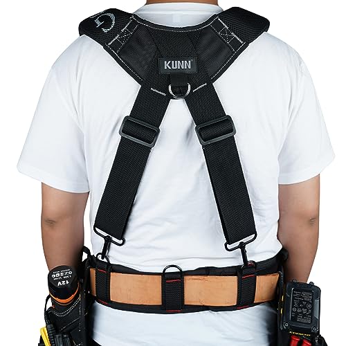 KUNN Tool Belt Suspenders Padded Construction Belt Harness & Tool Holster with Metal Clip