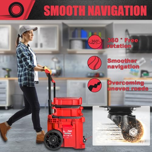 Front Wheels and Magnetic Tool Holder Strip Fit for Milwaukee Packout Toolbox